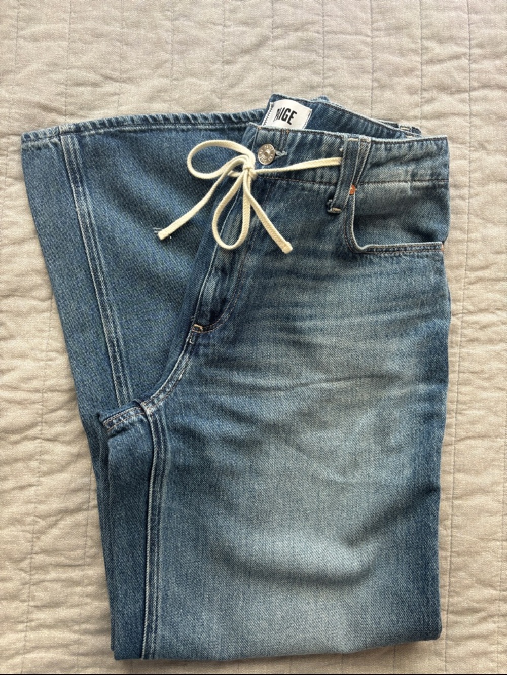PAIGE Petite 27 Medium Blue Wide-Leg Flare Jeans - Picture 3 of 6
